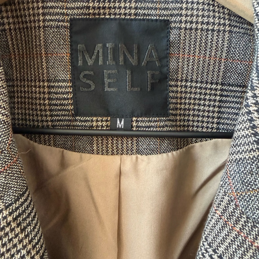 Plaid Double-Breasted Blazer in Brown Plaid - Picture 2 of 3